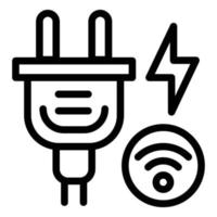 ícone de plugue de energia inteligente, estilo de estrutura de tópicos vetor