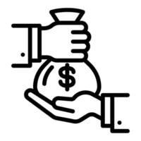 ícone do saco de dinheiro, estilo de estrutura de tópicos vetor