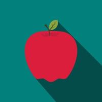 ícone plano de maçã vermelha com sombra vetor