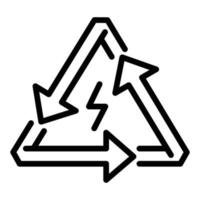 ícone de seta de energia triangular, estilo de estrutura de tópicos vetor