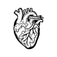 ícone de coração de tatuagem, estilo desenhado à mão vetor