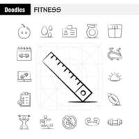 conjunto de ícones desenhados à mão de fitness para infográficos kit uxui móvel e design de impressão incluem vetor de conjunto de ícones de cartão de identificação de aptidão de fitness de comida de maçã