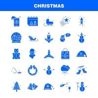 ícones de glifo sólido de natal definidos para kit de uxui móvel de infográficos e design de impressão incluem papai noel invernos de natal papai noel coleção de papai noel infográfico moderno logotipo e picto vetor