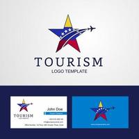 viagem venezuela bandeira logotipo estrela criativa e design de cartão de visita vetor