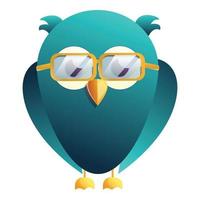coruja com ícone de óculos, estilo cartoon vetor