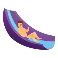 ícone de slide de parque aquático de homem, estilo de desenho animado vetor