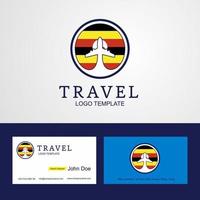 logotipo de bandeira de círculo criativo de viagem uganda e design de cartão de visita vetor