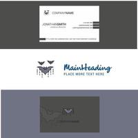 lindo logotipo de morcego e vetor de design vertical de cartão de visita
