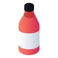 ícone de garrafa de tinta vermelha, estilo isométrico vetor