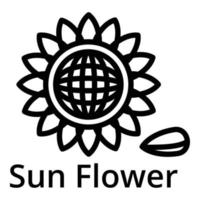 ícone de flor de sol, estilo de estrutura de tópicos vetor