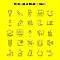 ícone de linha médica e de cuidados de saúde para impressão na web e kit uxui móvel, como pesquisa médica de ouvido, medicina hospitalar, pílulas médicas, tablet, vetor de pacote de pictogramas