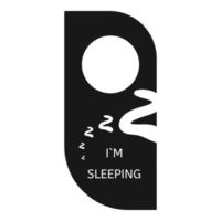 estou dormindo ícone de etiqueta de porta, estilo simples vetor