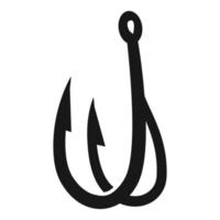 ícone de gancho de pesca duplo, estilo simples vetor