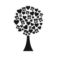 árvore do amor com ícone de corações e caixas de presente vetor