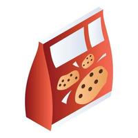 ícone do pacote de biscoitos, estilo isométrico vetor