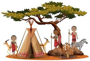 familia de tribos africanas vetor