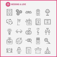 ícones de linha de casamento e amor definidos para infográficos kit uxui móvel e design de impressão incluem ideia de bulbo amor coração filmes de casamento vídeo conjunto de ícones de amor vetor