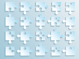 coleção de peças de quebra-cabeça gradiente azul suave vetor