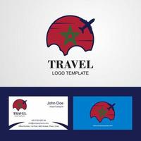 logotipo da bandeira de Marrocos de viagem e design de cartão de visita vetor