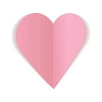 ícone dobrado de coração de papel rosa vetor