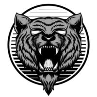 emblema monocromático de cabeça de tigre vetor