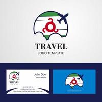 logotipo da bandeira da inguchétia de viagem e design de cartão de visita vetor
