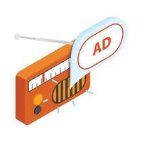 ícone de publicidade de rádio, estilo 3d isométrico vetor