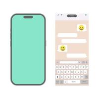 tela do smartphone com mensagens e emoticons vetor