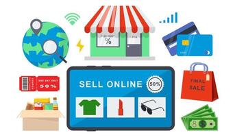 vender produtos online em vários países vetor