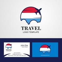 logotipo da bandeira de luxemburgo de viagem e design de cartão de visita vetor