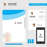 capa de arquivo de logotipo de negócios de balão de ar quente cartão de visita e ilustração em vetor de design de aplicativo móvel