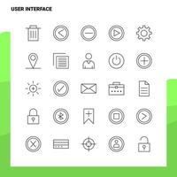 conjunto de ícones de linha de interface de usuário conjunto 25 ícones vetor design de estilo minimalista ícones pretos conjunto de pacote de pictograma linear