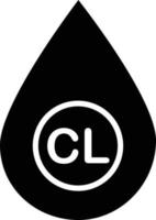 gota com ícone de cloro no fundo branco. água contendo sinal de cloro. gota de água contendo símbolo de cloro. estilo plano. vetor