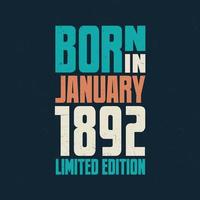 nascidos em janeiro de 1892. comemoração de aniversário dos nascidos em janeiro de 1892 vetor