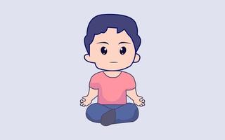 ilustração bonito do ícone do vetor dos desenhos animados da ioga da meditação.