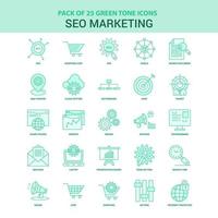 25 conjunto de ícones de marketing de seo verde vetor