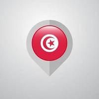 ponteiro de navegação de mapa com vetor de design de bandeira da tunísia