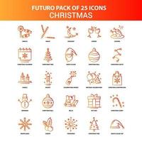 conjunto de ícones de natal laranja futuro 25 vetor