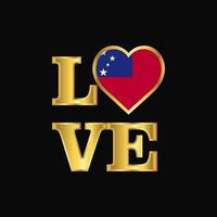 tipografia de amor design de bandeira de samoa vetor letras de ouro
