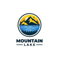 vetor de design de logotipo de lago de montanha