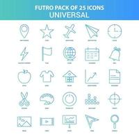 25 pacotes de ícones universais do futuro verde e azul vetor