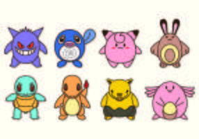 Jogo do ícone Personagens de Pokémon vetor