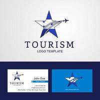 bandeira de honduras de viagem logotipo de estrela criativa e design de cartão de visita vetor
