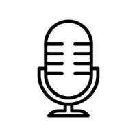 ícone de microfone para gravação ou podcast em estilo de contorno preto vetor