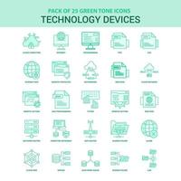 25 conjunto de ícones de dispositivo de tecnologia verde vetor