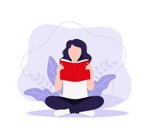 ilustração vetorial conceito mulher de negócios praticando ioga e meditação no escritório. a menina senta-se na posição de lótus, o processo de pensamento, o início e a busca de ideias. gerenciamento de tempo vetor