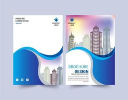 modelo de design de brochura de design de onda azul vetor
