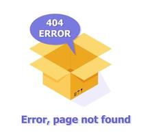 projeto de vetor de layout de página de erro 404 com caixa vazia. A página solicitada não pôde ser encontrada.