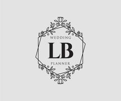 lb letras iniciais coleção de logotipos de monograma de casamento, modelos modernos minimalistas e florais desenhados à mão para cartões de convite, salve a data, identidade elegante para restaurante, boutique, café em vetor