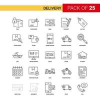 ícone de linha preta de entrega 25 conjunto de ícones de contorno de negócios vetor